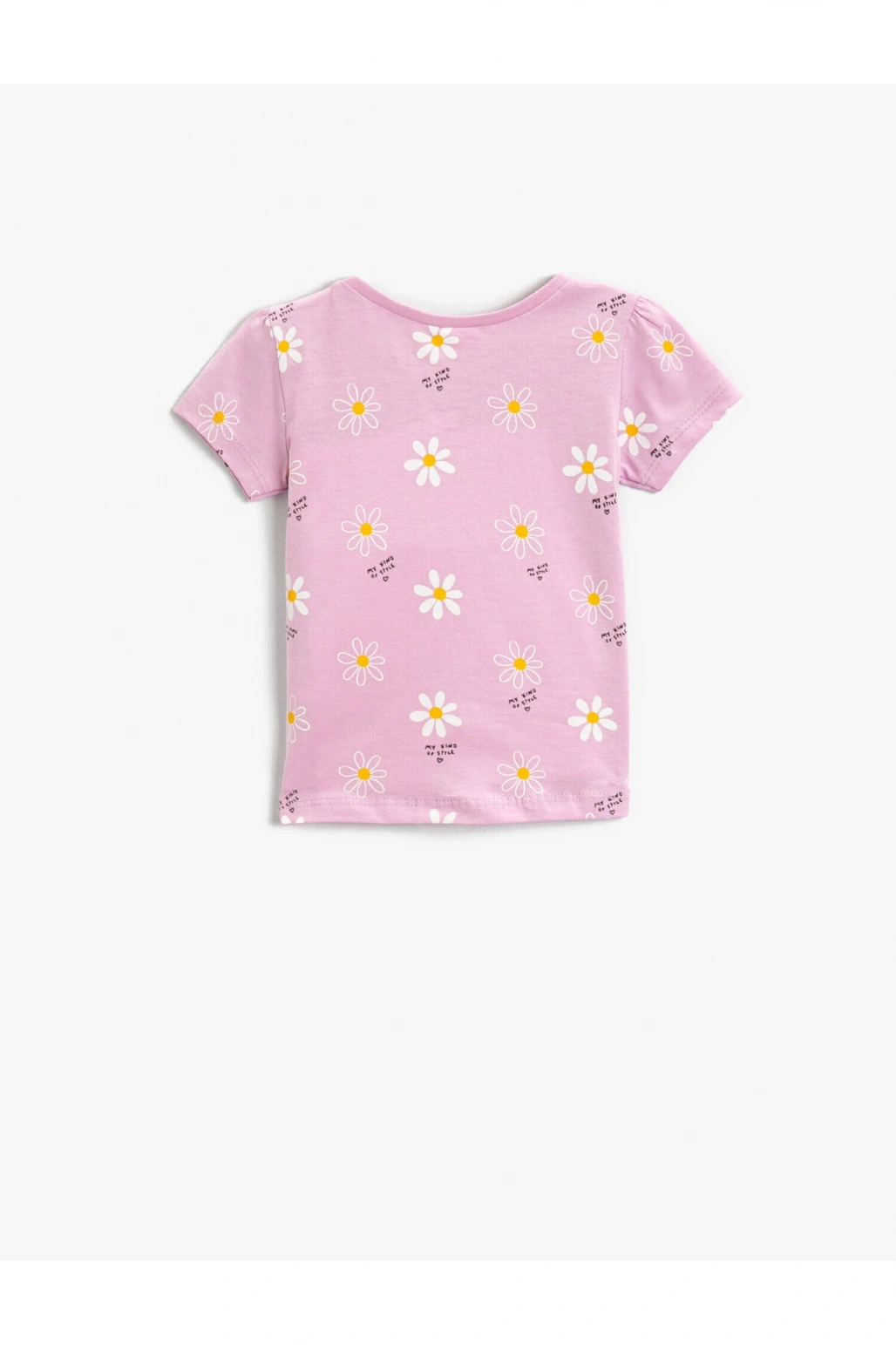 Çiçek Baskılı Kısa Kollu Tişört