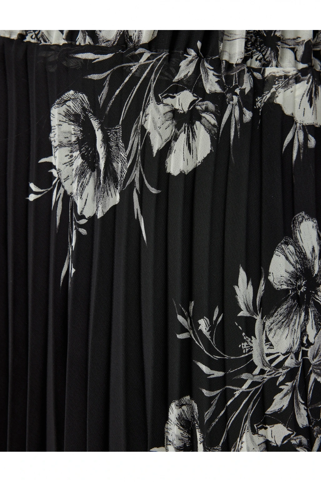 Çiçekli Pileli Etek Midi Boy Standart Bel Astarlı