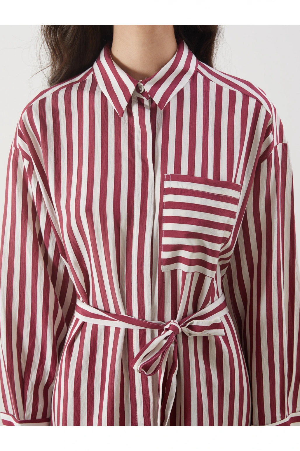 Çizgili Poplin Gömlek Elbise