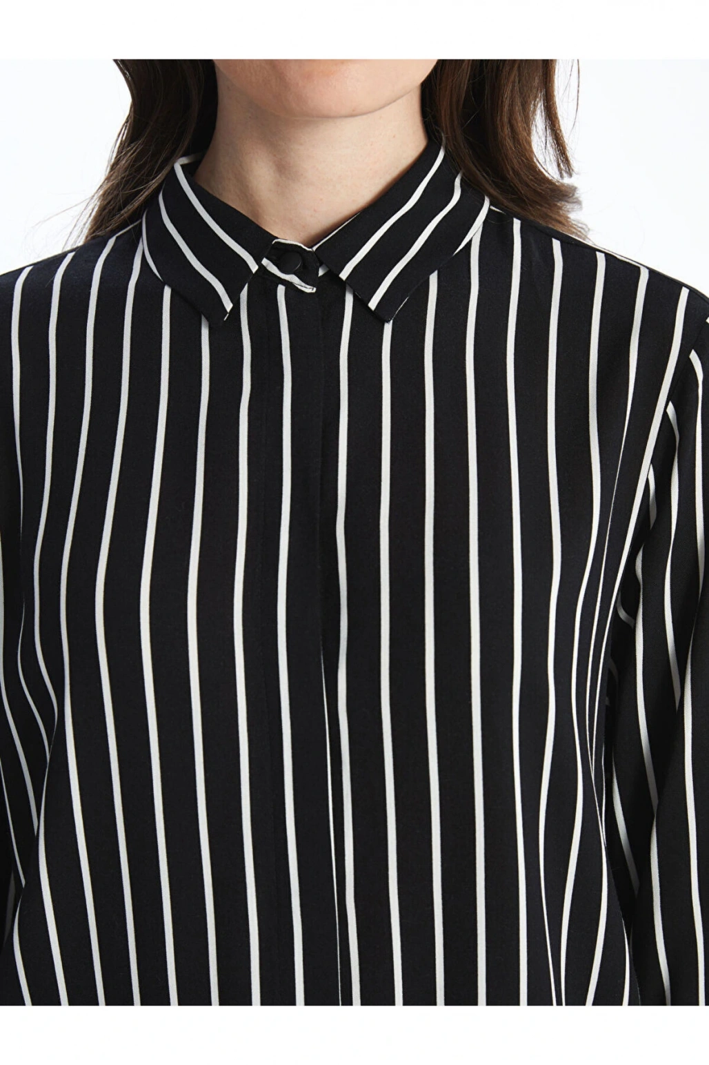 Cizgili Poplin Kadin Gomlek Tunik - S5G059Z8