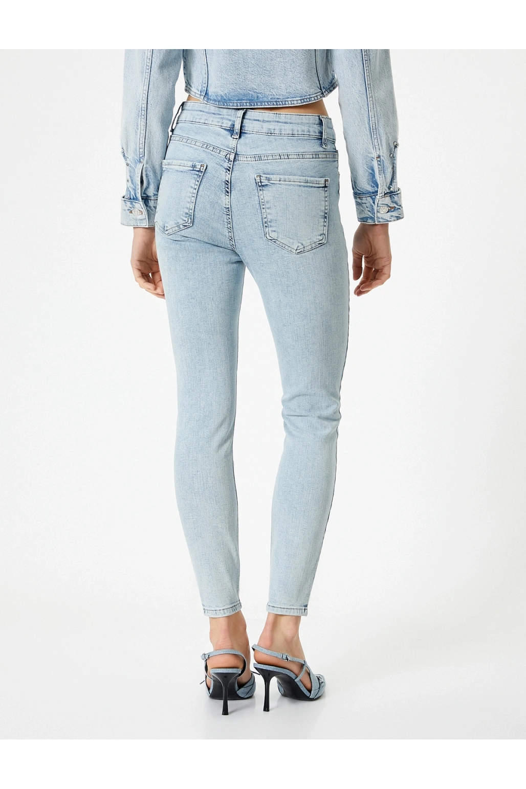 Dar Paça Skinny Kot Pantolon Cepli Yüksek Bel - Carmen Skinny Jeans