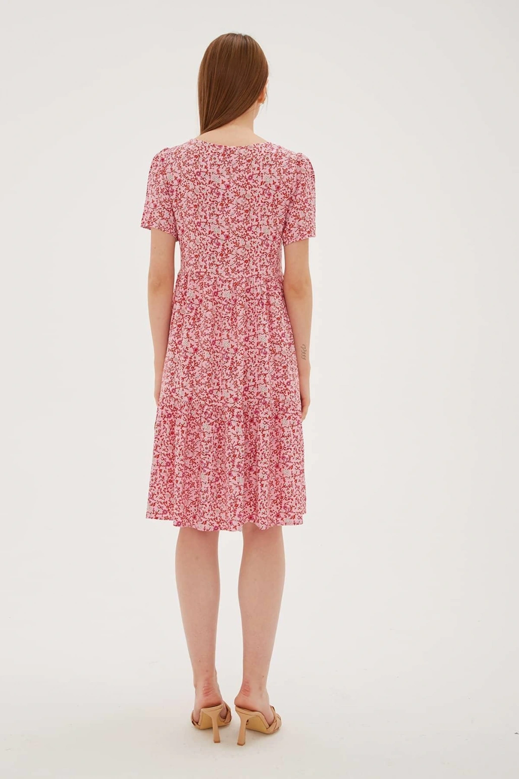 Desenli Elbise Kırmızı