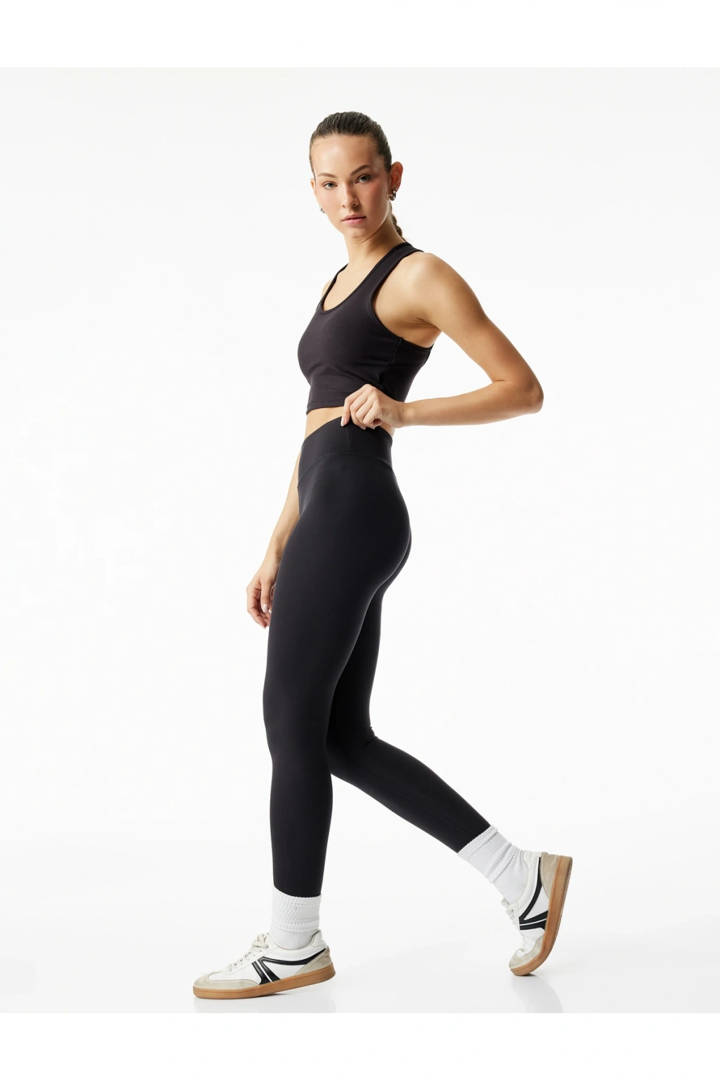 Dikiş Detaylı Yüksek Bel Spor Tayt