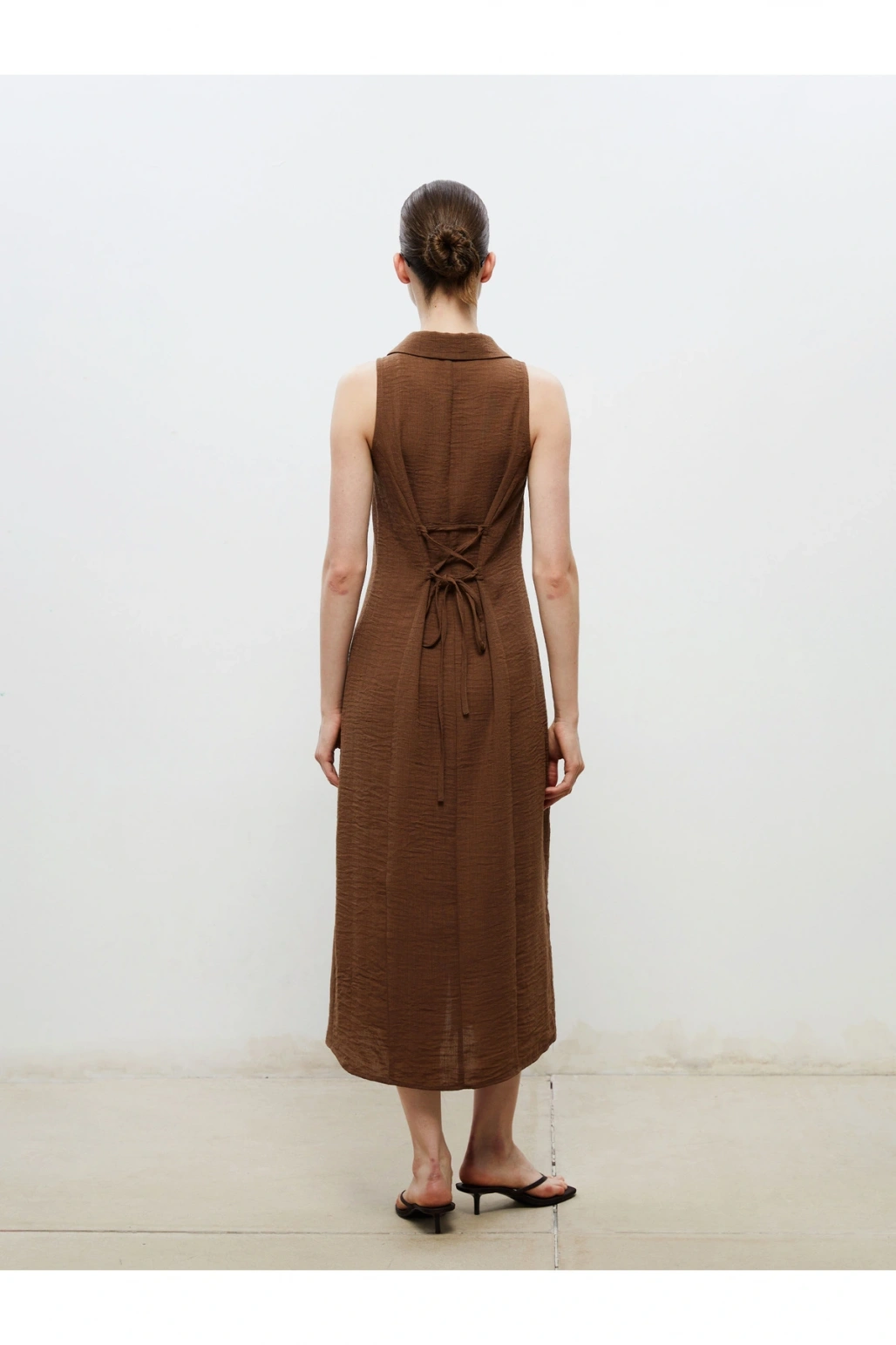 Dokulu Krep Gömlek Elbise