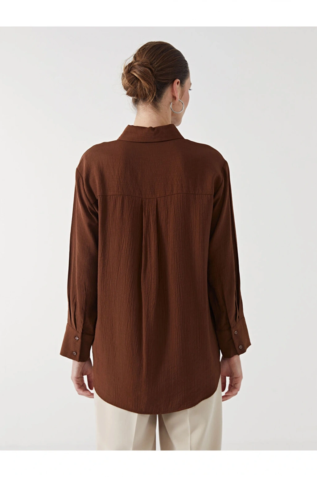 Dokulu Krinkle Kadın Gömlek Tunik