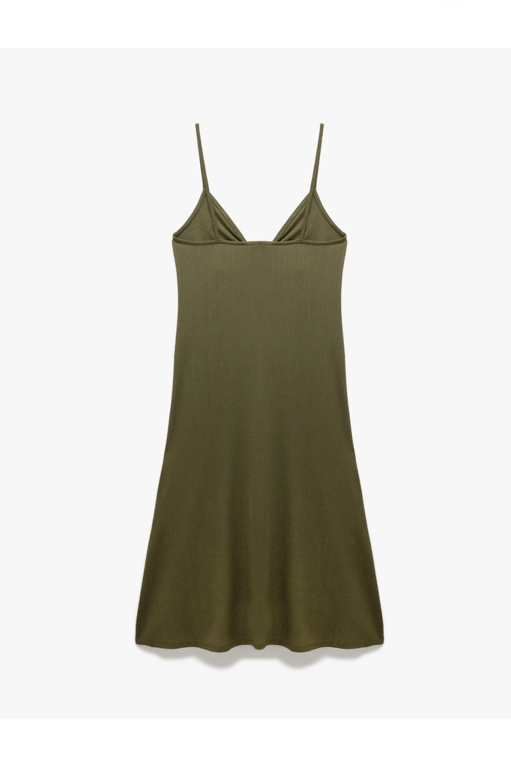 Drape Detaylı Bürümcük Kumaş İnce Askılı Midi Elbise