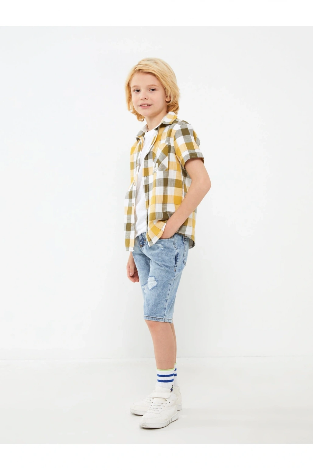 Ekose Kısa Kollu Erkek Çocuk Gömlek