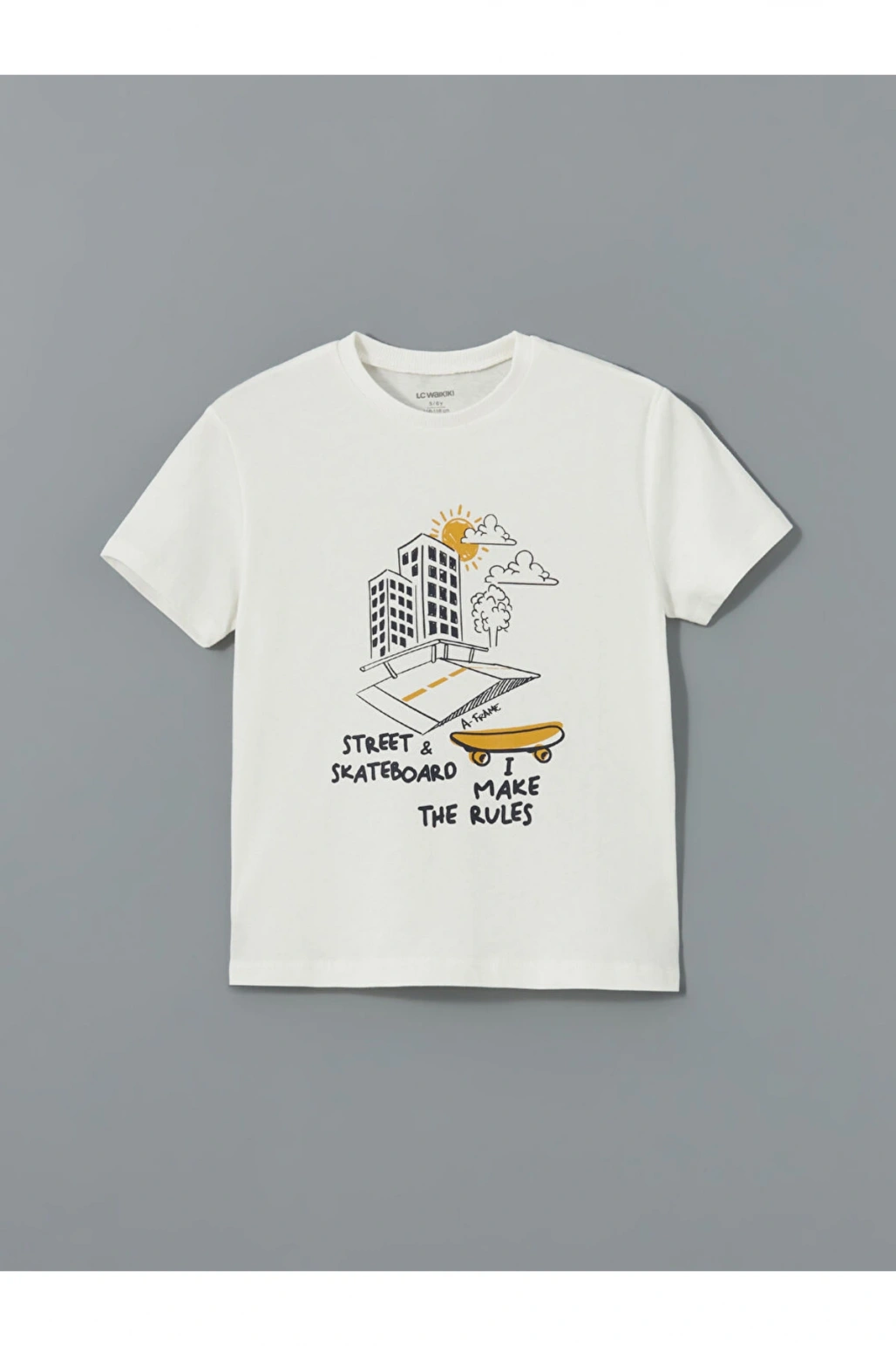 Ekru Bisiklet Yaka Baskılı Erkek Çocuk Takım 3lü