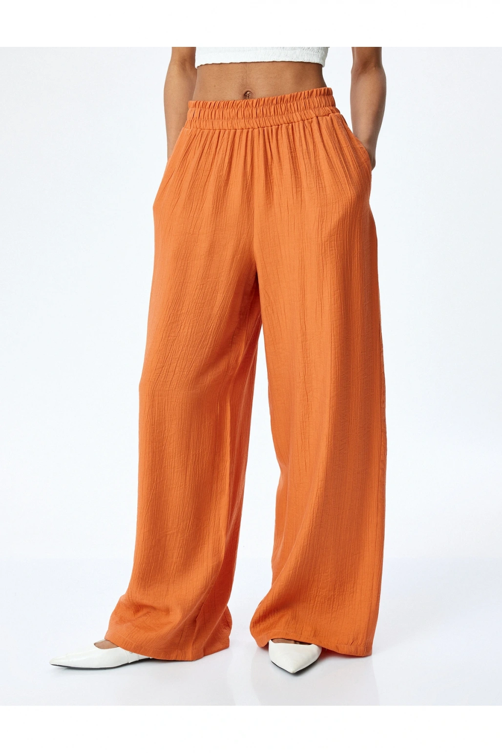 Ekstra Yüksek Bel Cepli Viskon Palazzo Pantolon