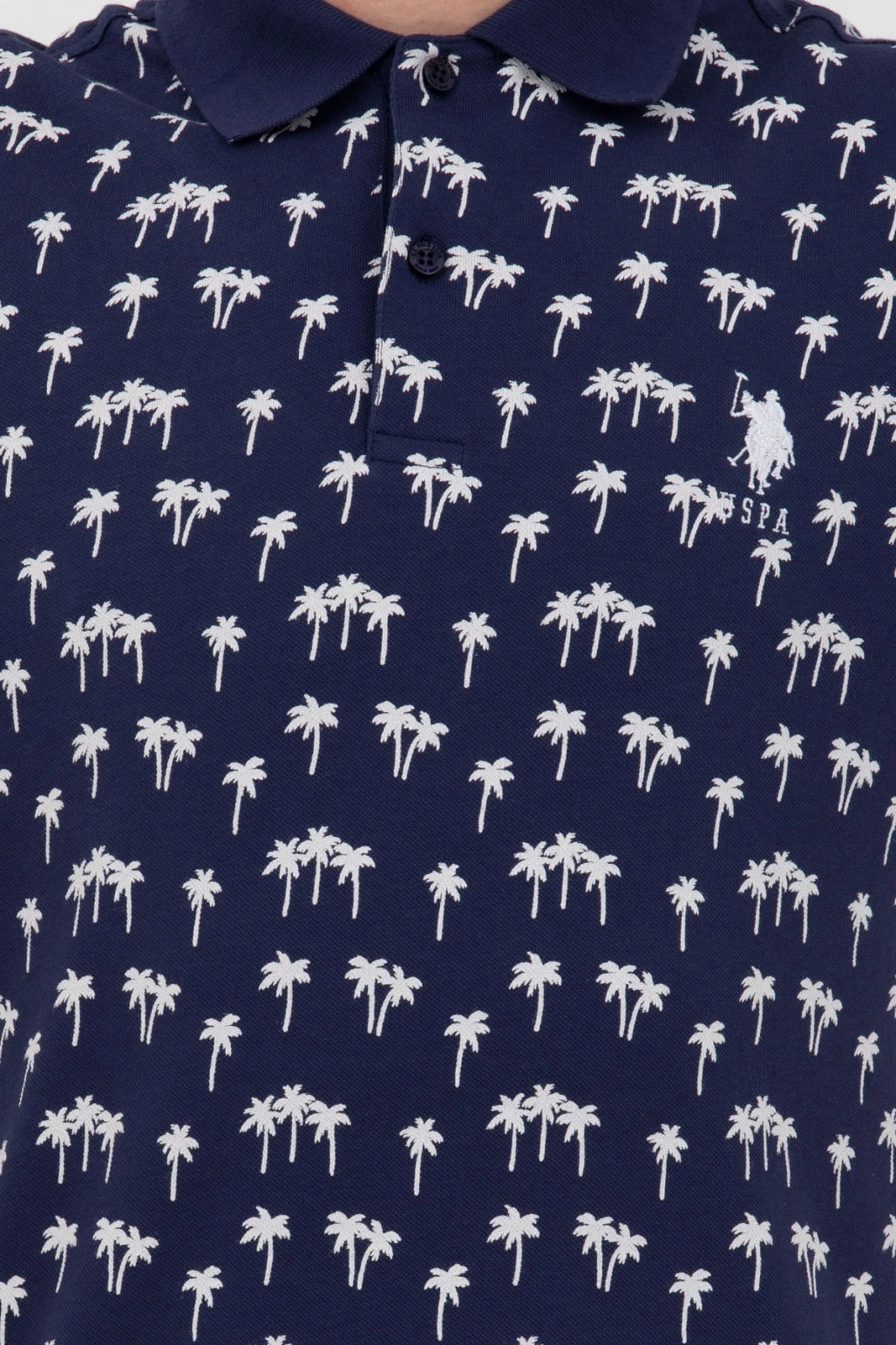 Erkek Dokuma Desenli Polo Yaka Lacivert T-shirt