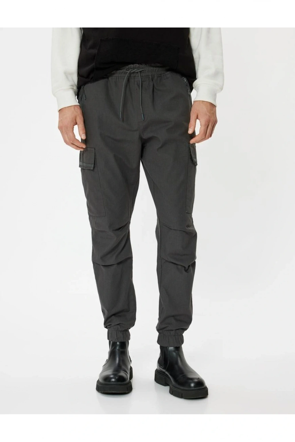 Kargo Jogger Pantolon Beli Bağcıklı Cep Detaylı Pamuklu