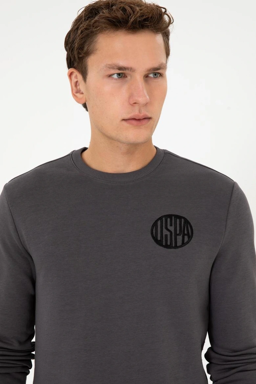 ERKEK REGULAR FİT BİSİKLET YAKA GRİ SWEATSHİRT