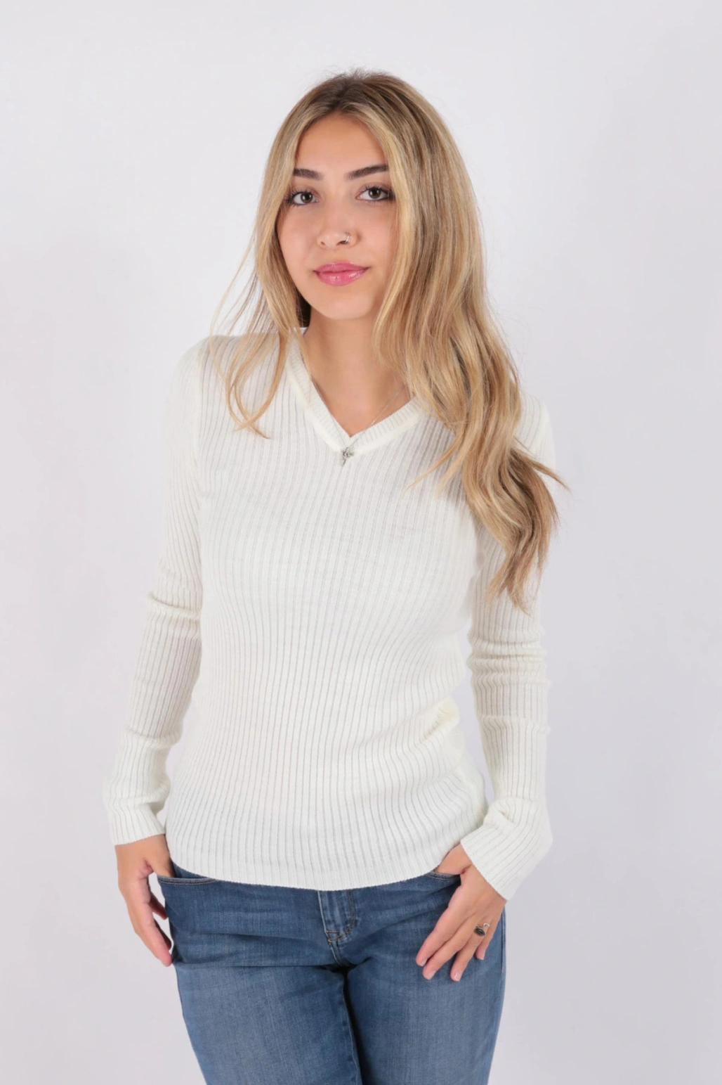 Fashion Friends 23k0289k1 Kadın V Yaka Kazak