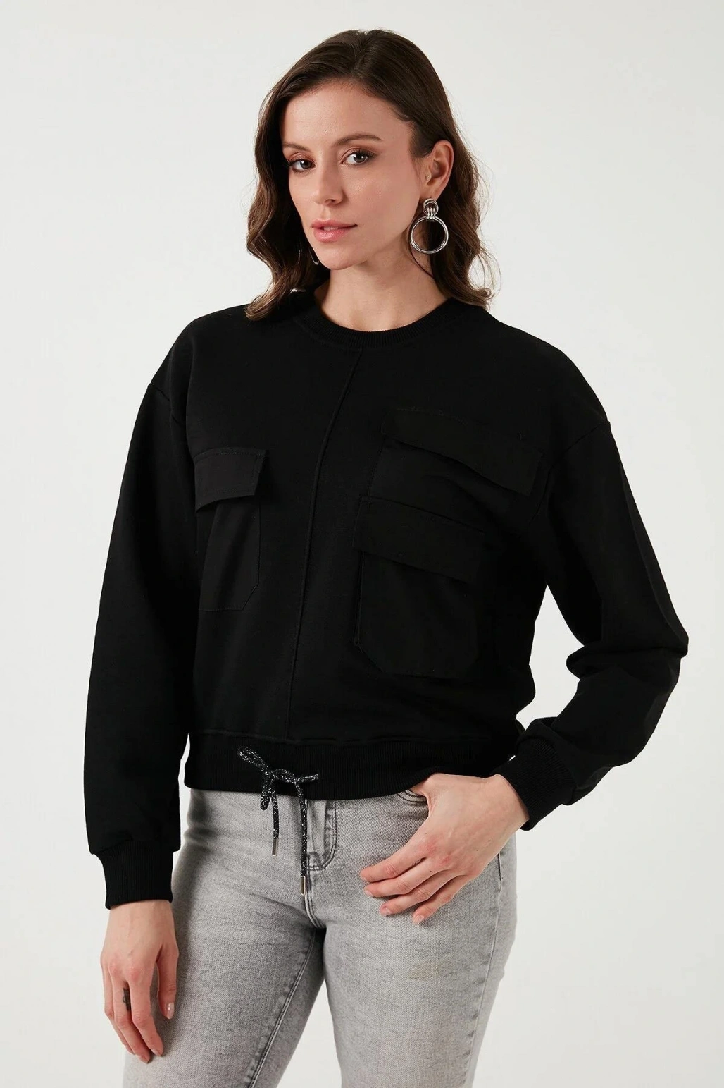 Fashion Friends Pamuk Karışımlı Regular Fit Bisiklet Yaka Cepli Sweat SWEAT 2