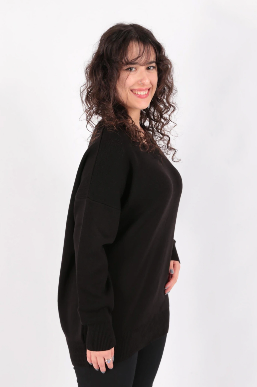 Fashion Friends V Yaka Kazak Siyah