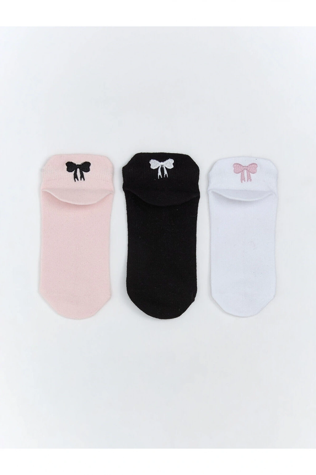 Fiyonk Nakışlı Kız Çocuk Patik Çorap 5li