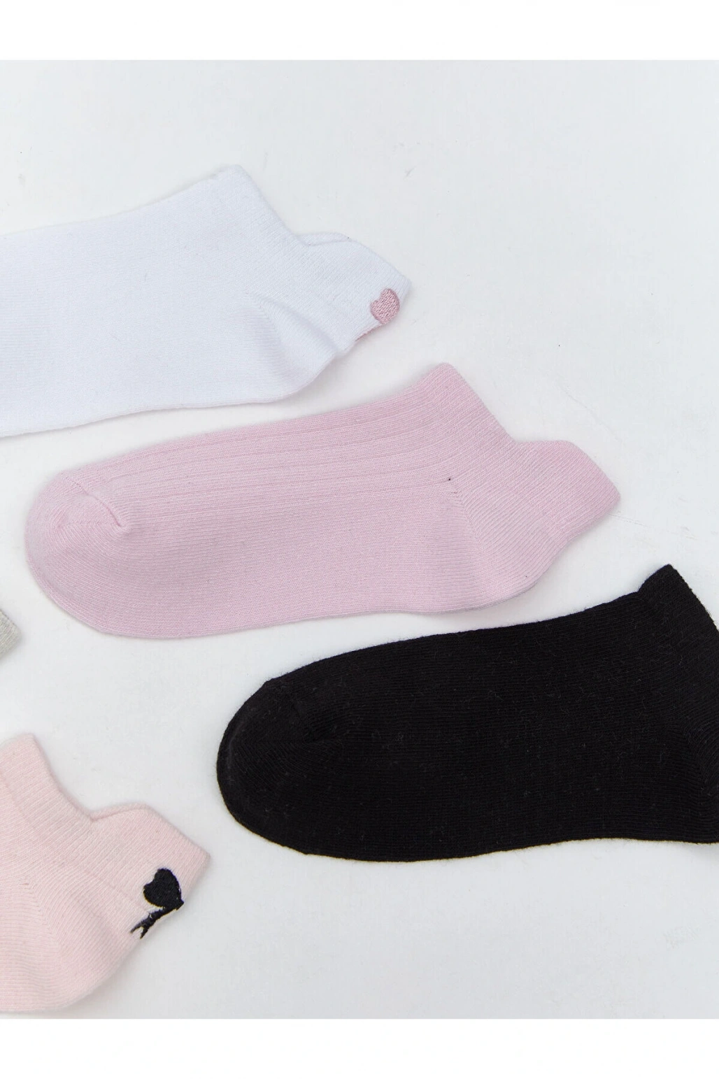 Fiyonk Nakışlı Kız Çocuk Patik Çorap 5li