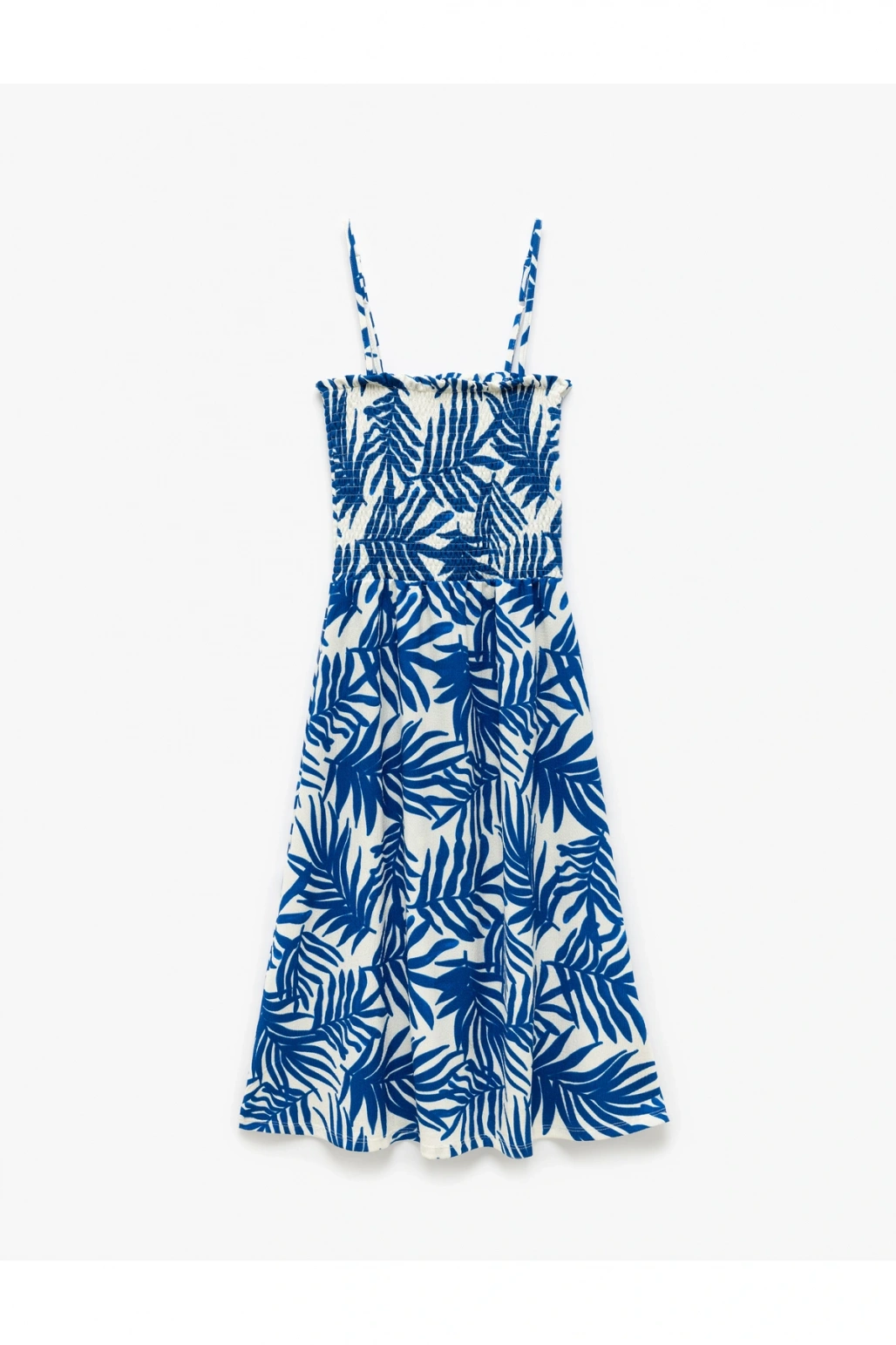 Gipeli Askılı A Kesim Çiçekli Midi Elbise Bürümcük