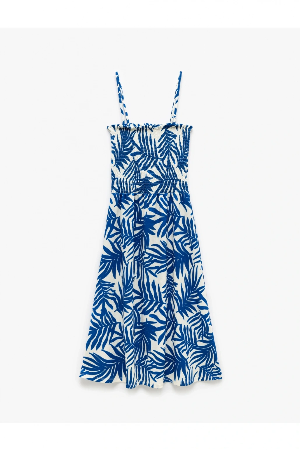 Gipeli Askılı A Kesim Çiçekli Midi Elbise Bürümcük