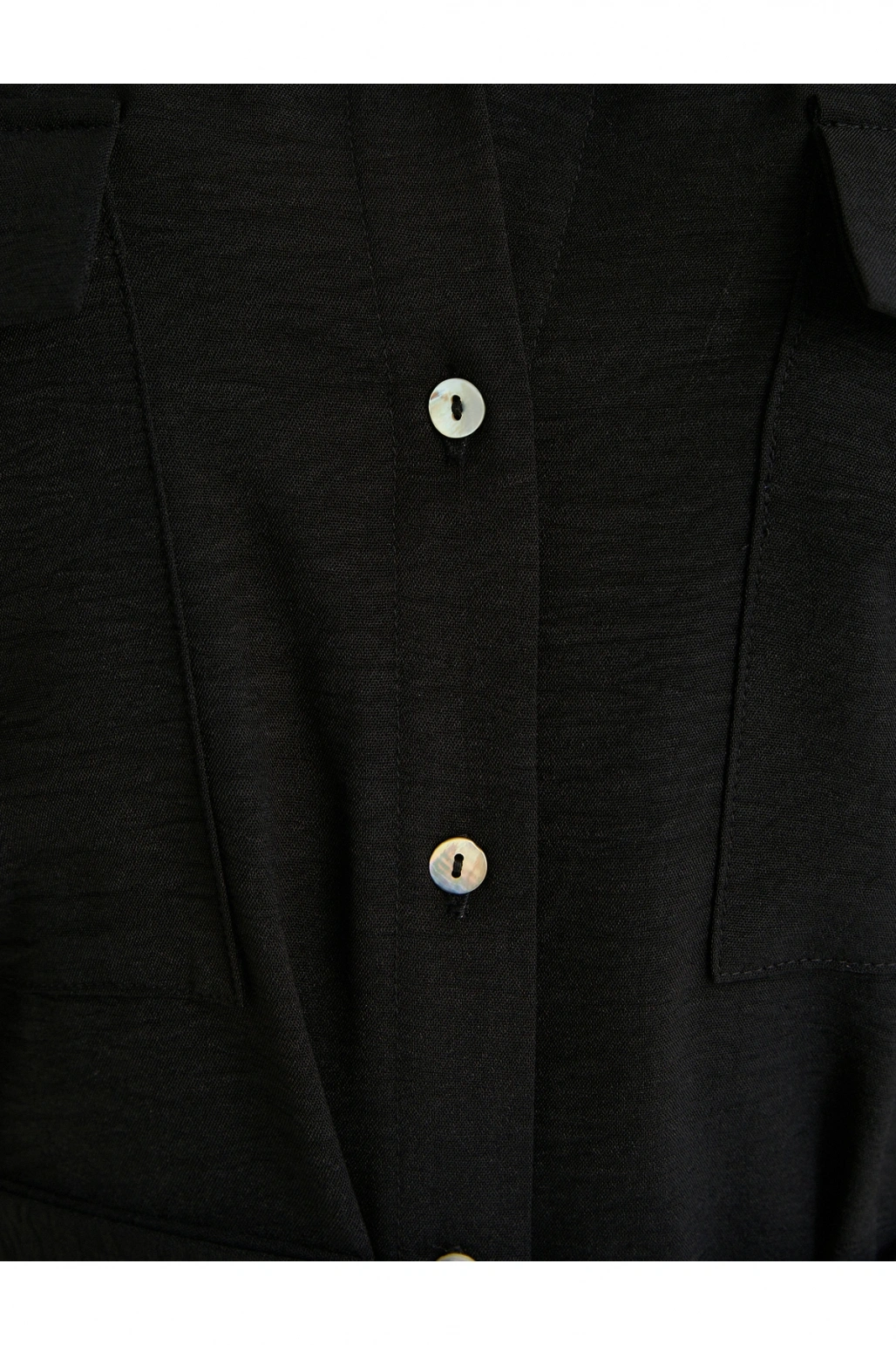 Gömlek Elbise Beli Kuşaklı Düğmeli Cepli