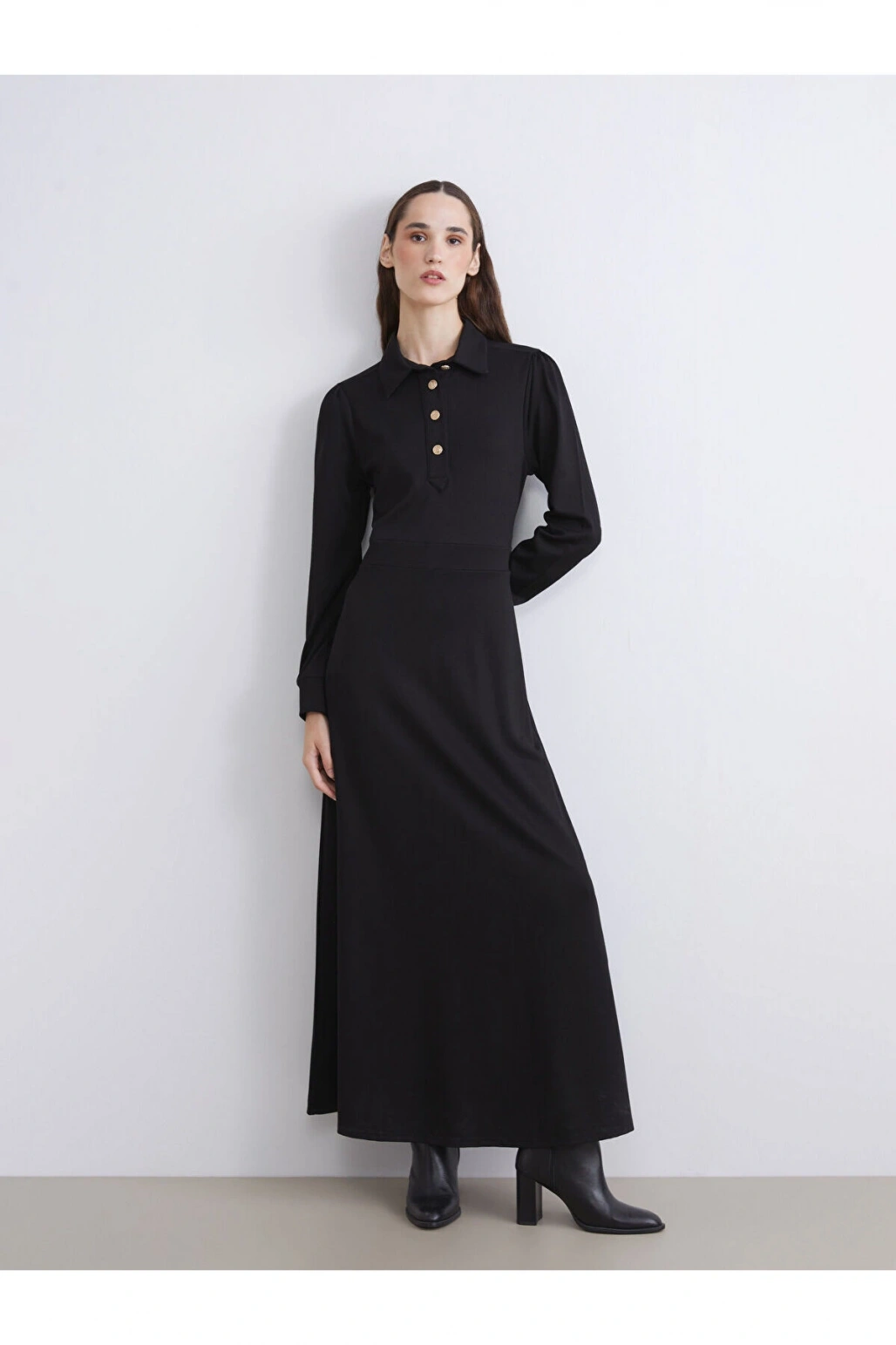 Gömlek Yaka Belden Oturtmalı Elbise