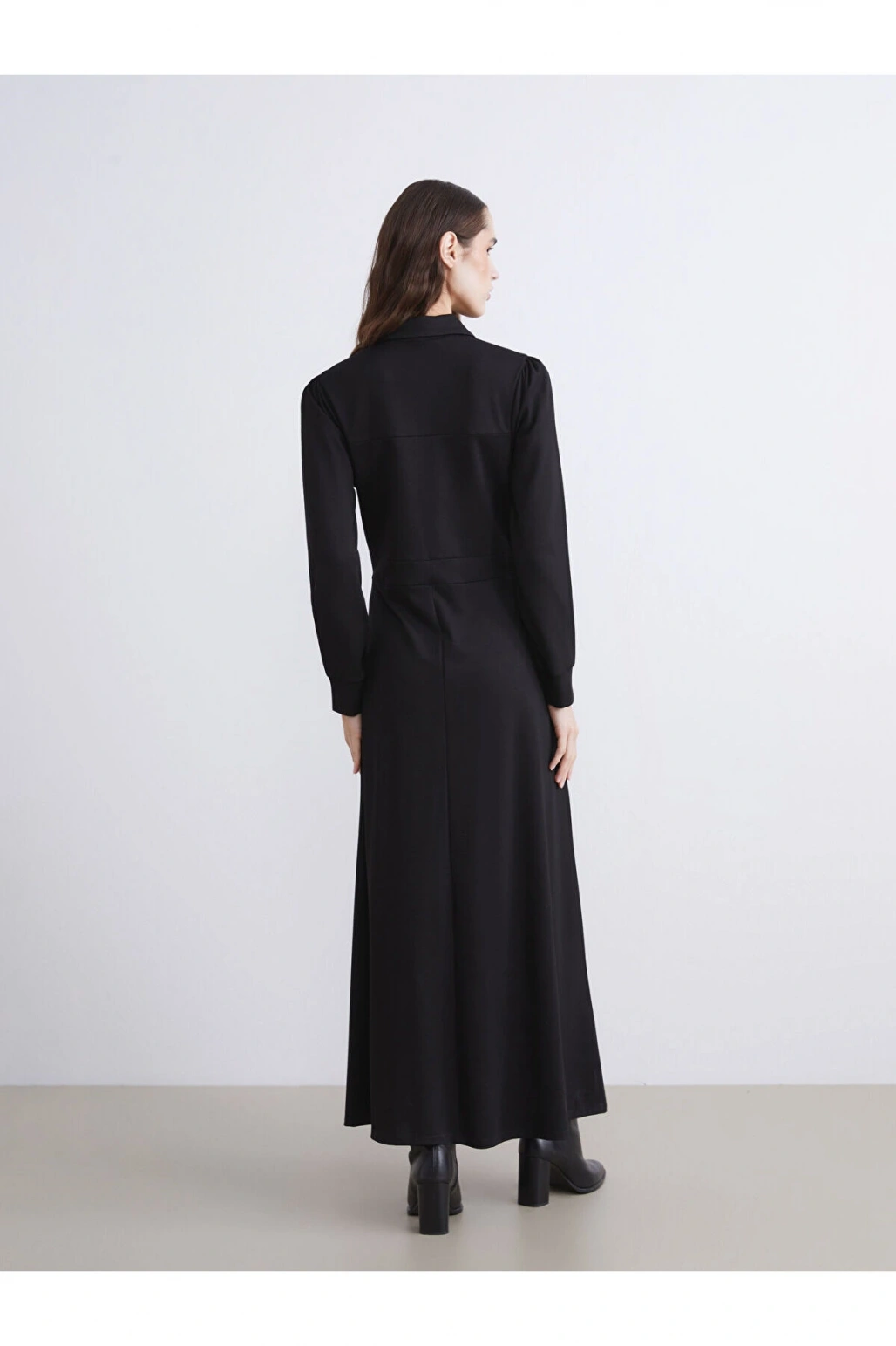 Gömlek Yaka Belden Oturtmalı Elbise