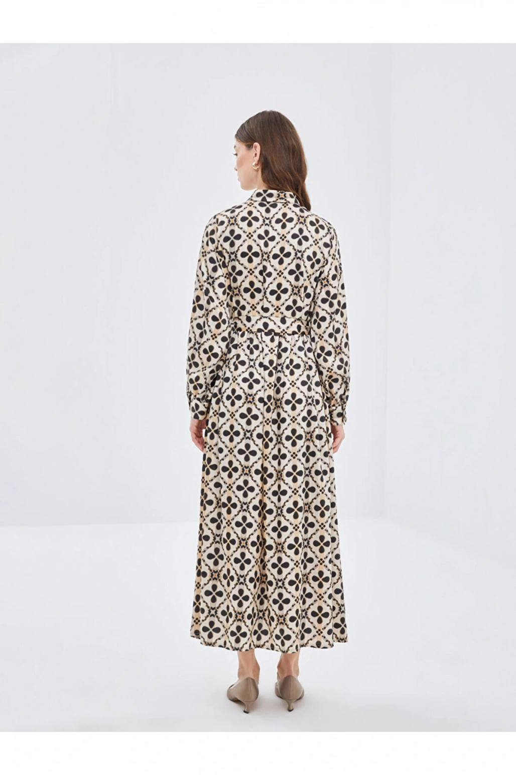 Gomlek Yaka Desenli Kadin Elbise - W4I555Z8