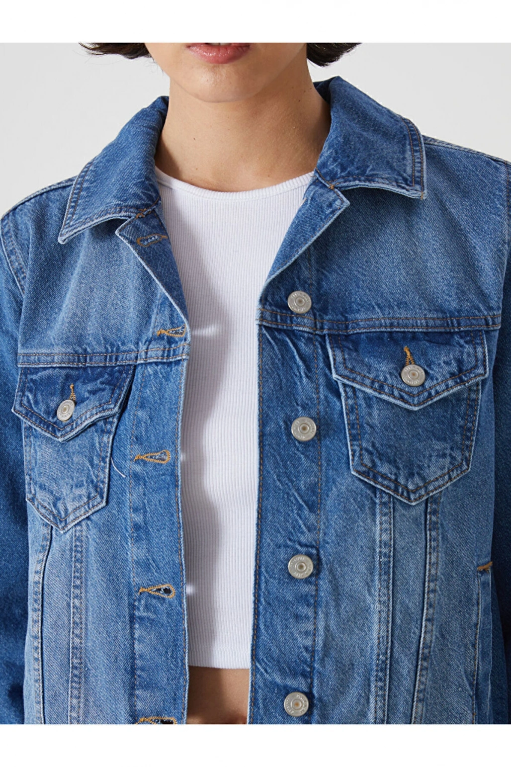 Gomlek Yaka Kadin Jean Ceket