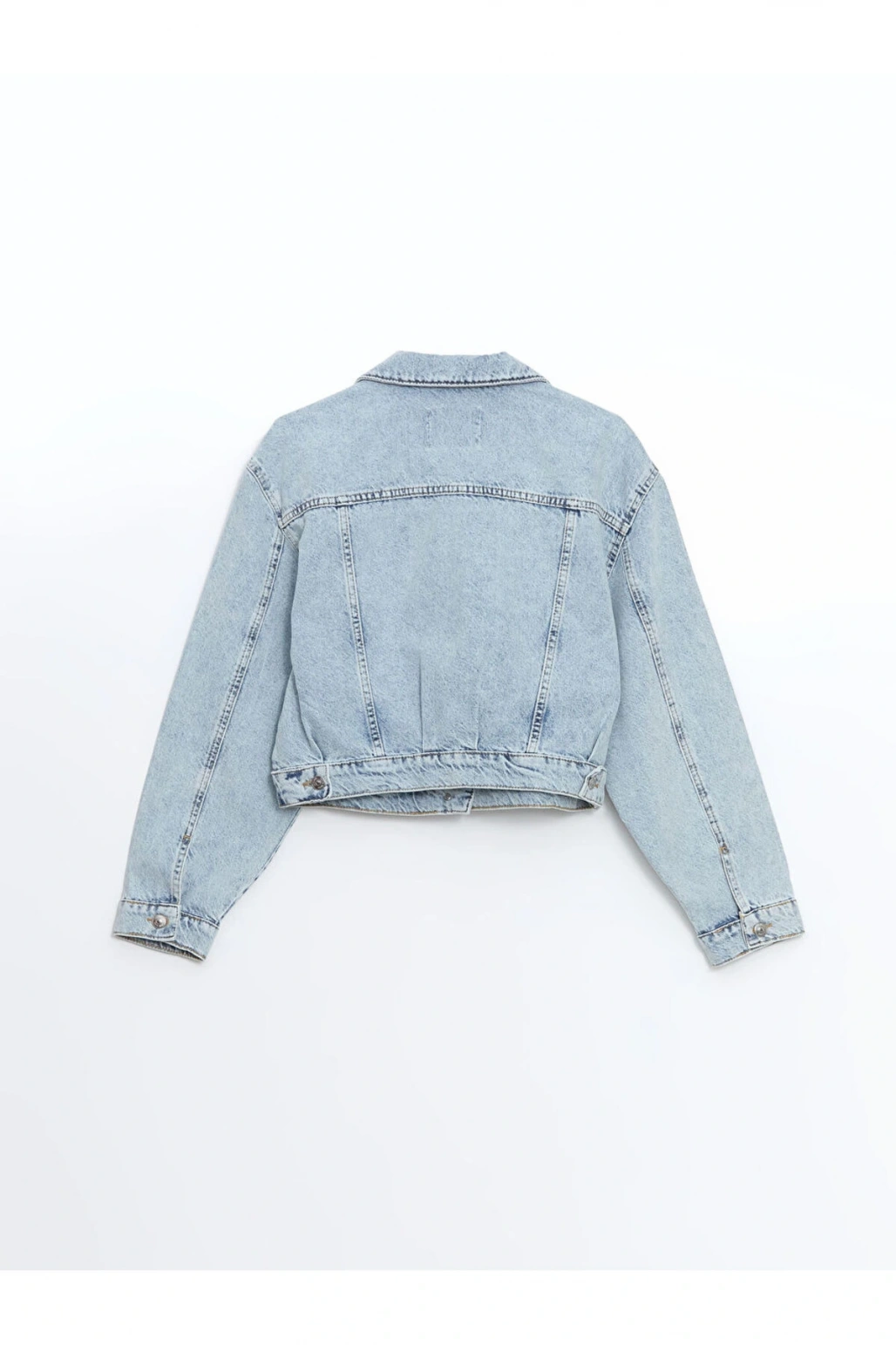 Gömlek Yaka Oversize Crop Kadın Jean Ceket