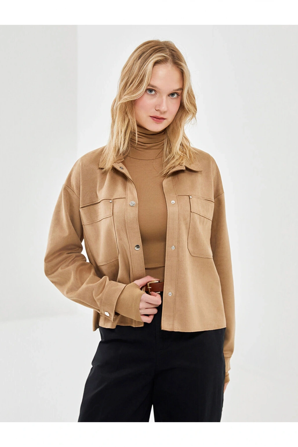 Gömlek Yaka Süet Kadın Ceket