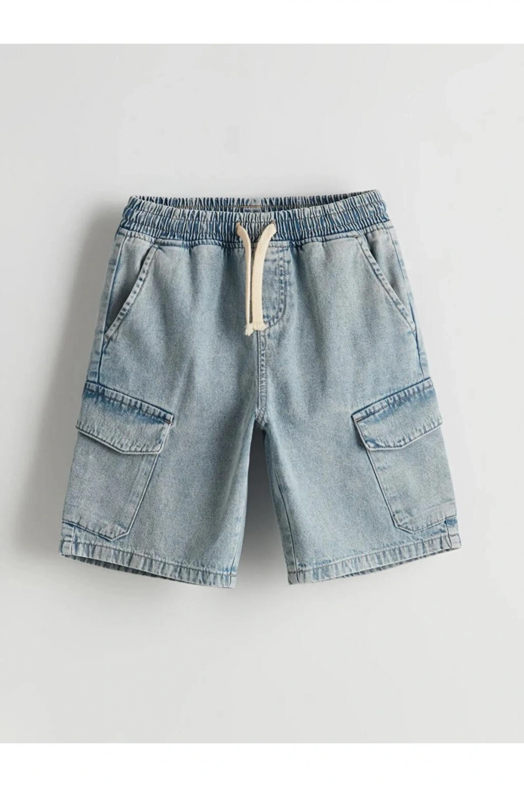 Indigo Beli Lastikli Erkek Çocuk Jean Şort