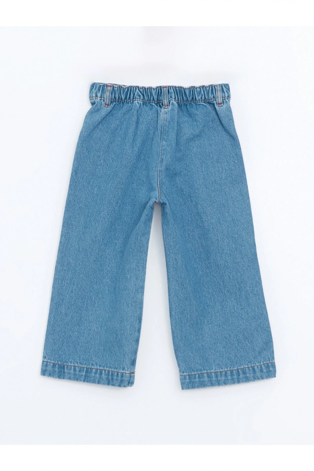 İndigo Beli Lastikli Kız Çocuk Jean Pantolon