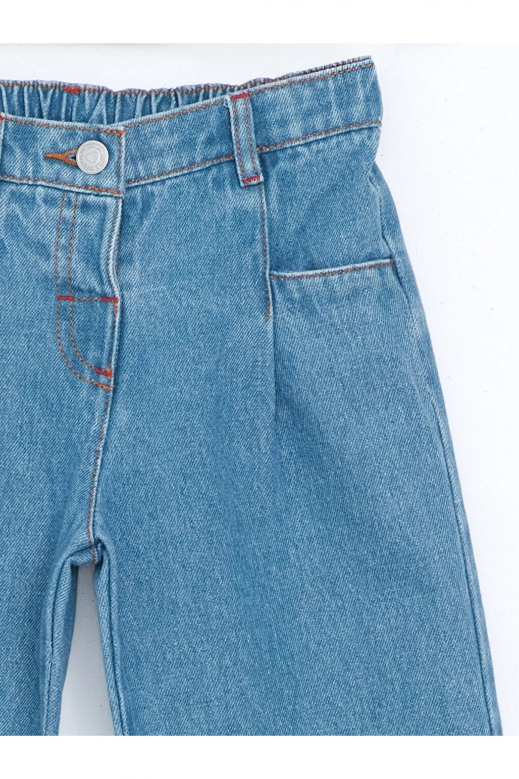 İndigo Beli Lastikli Kız Çocuk Jean Pantolon