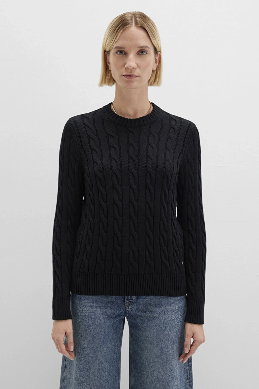 İpek Karışımlı Bisiklet Yaka Siyah Kazak