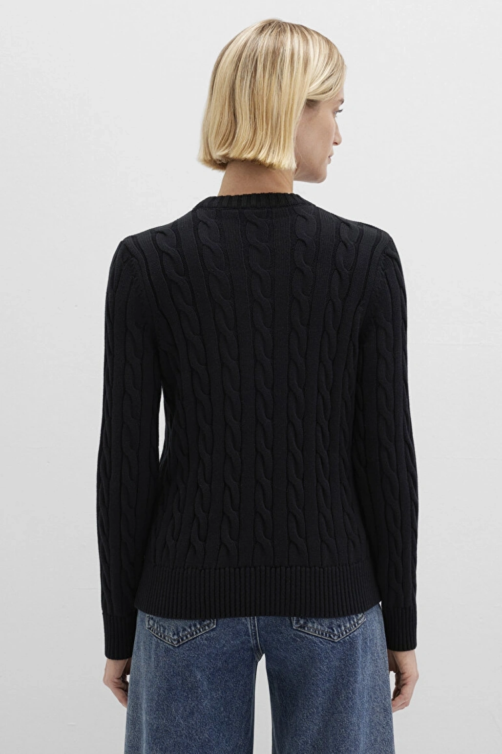 İpek Karışımlı Bisiklet Yaka Siyah Kazak