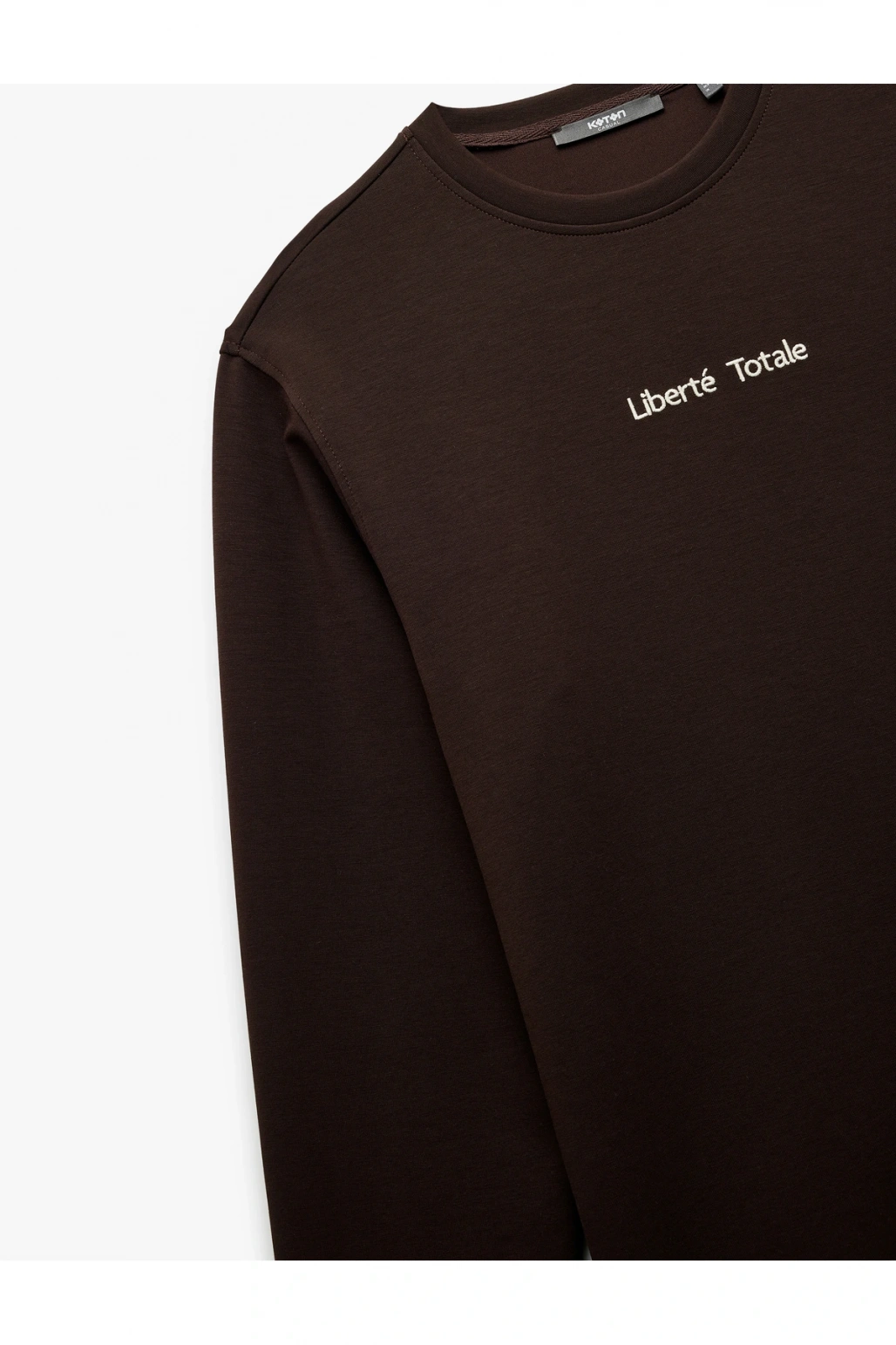 İşleme Detaylı Uzun Kollu Bisiklet Yaka Sweatshirt