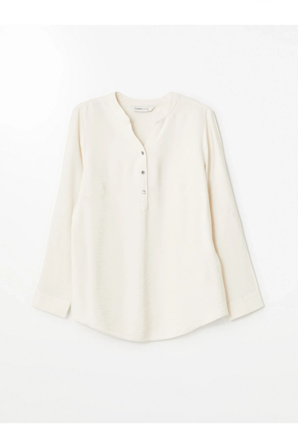 Kaçık Yaka Düz Uzun Kollu Kadın Bluz