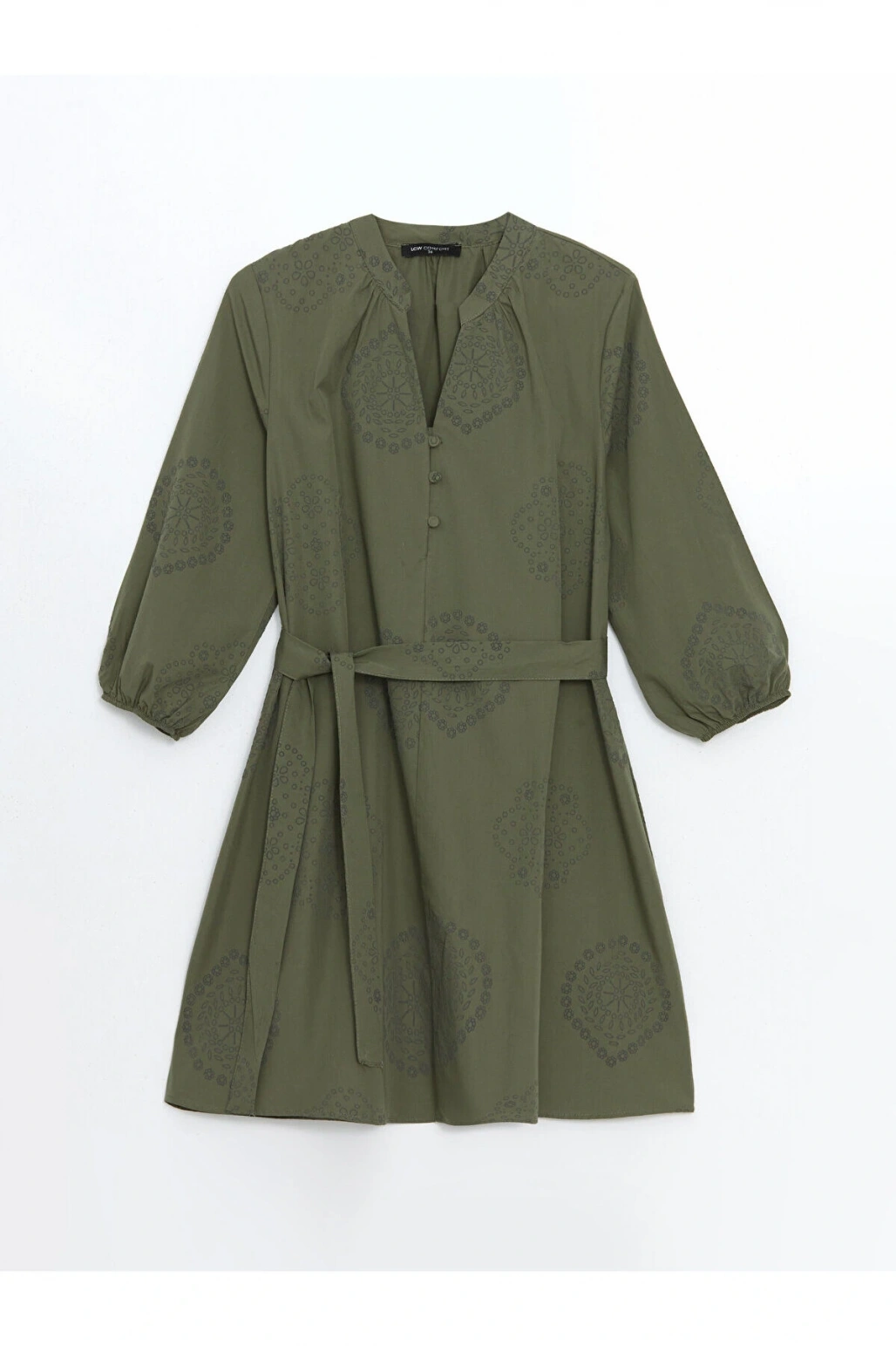 Kaçık Yaka Nakışlı Kadın Elbise