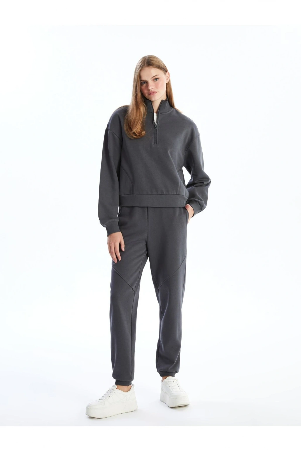 Kadın Beli Lastikli Düz Jogger Eşofman Altı