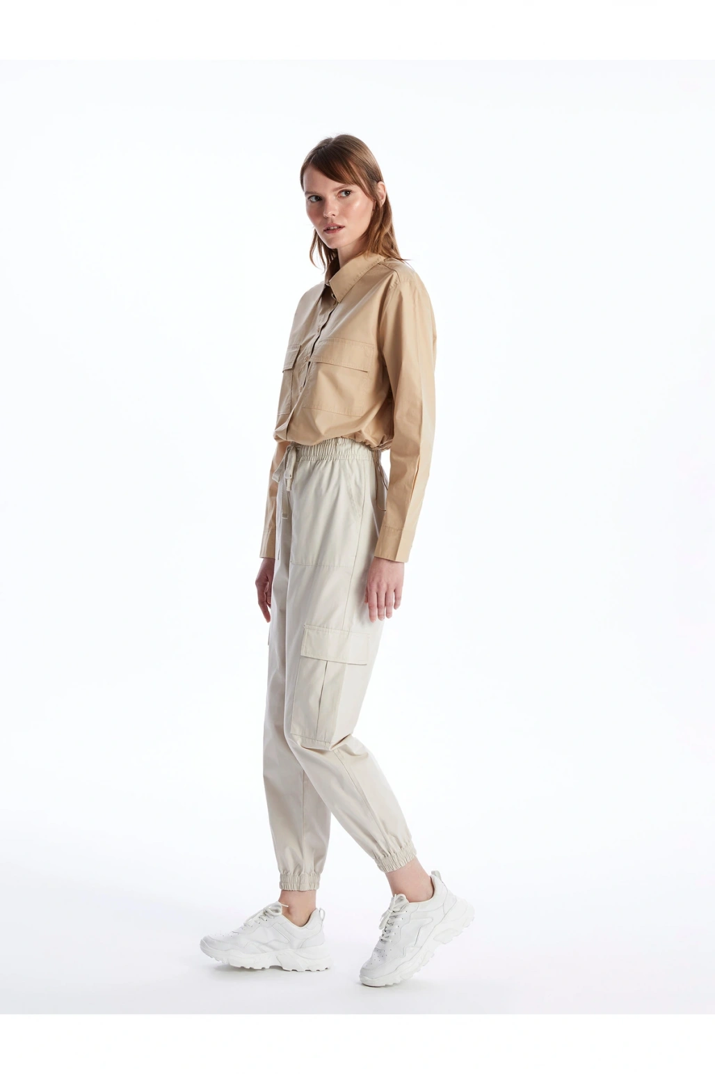 Kadın Beli Lastikli Düz Jogger Pantolon