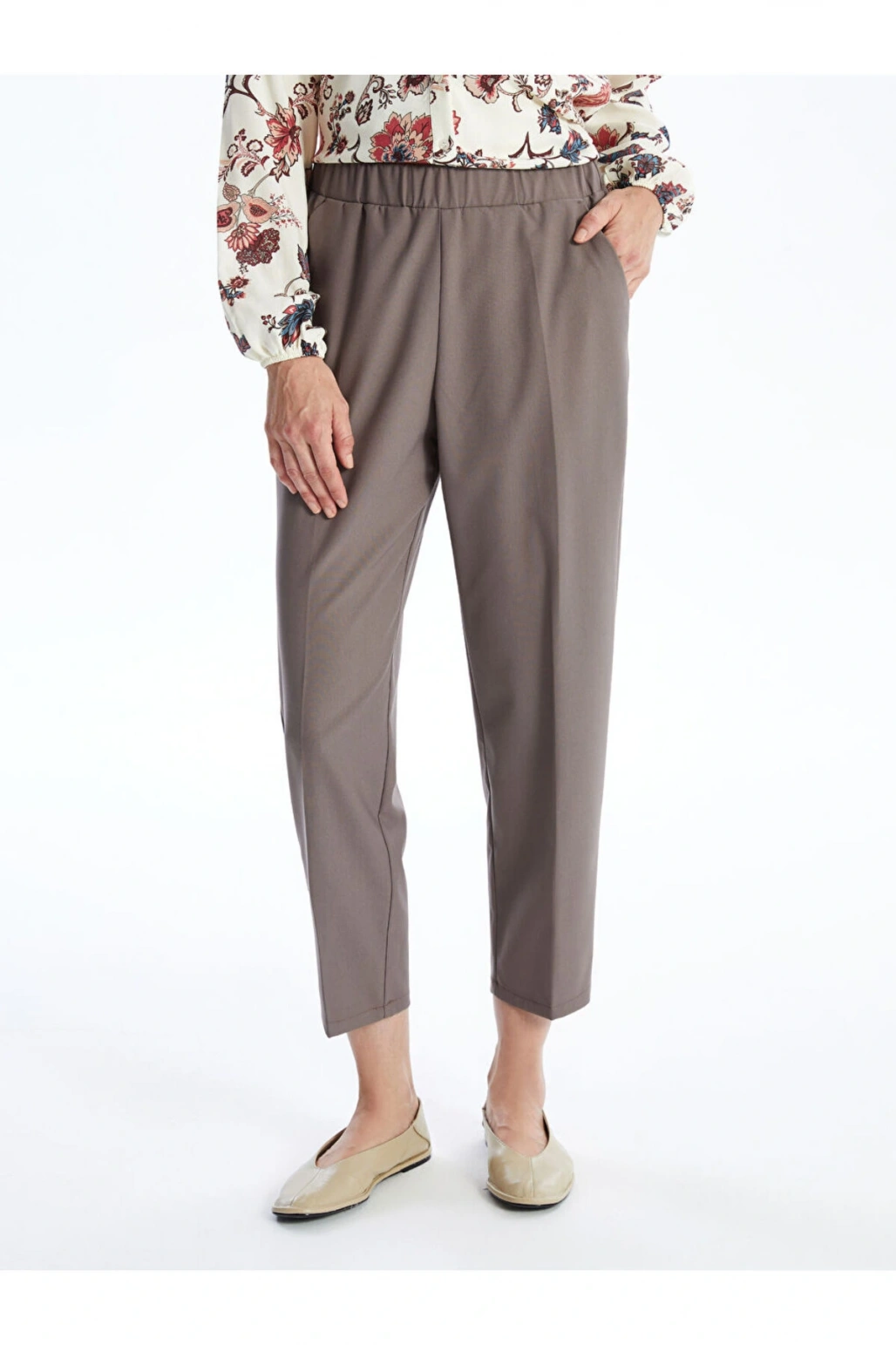 Kadin Beli Lastikli Duz Pantolon - W46120Z8