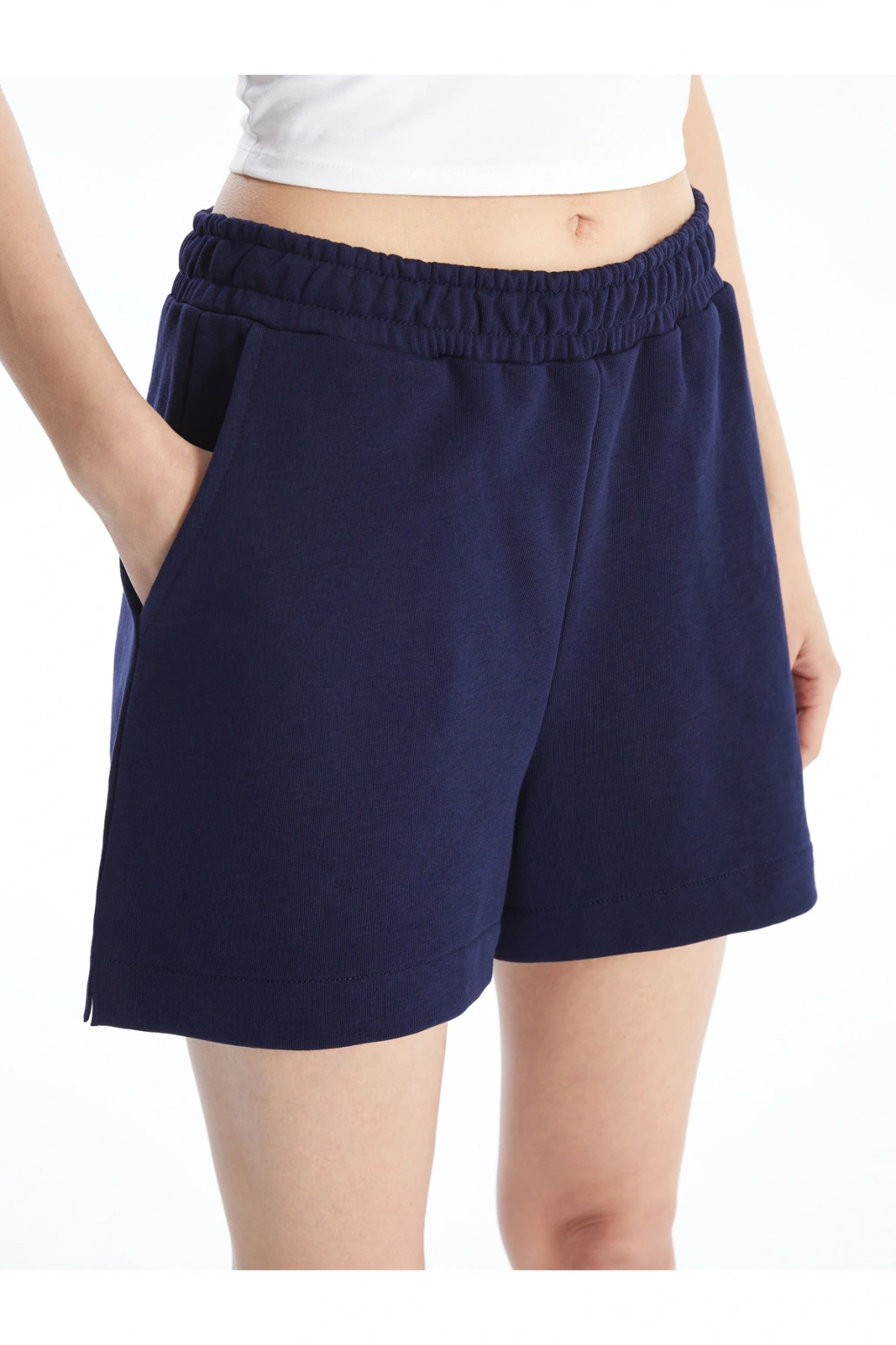 Kadın Beli Lastikli Düz Şort