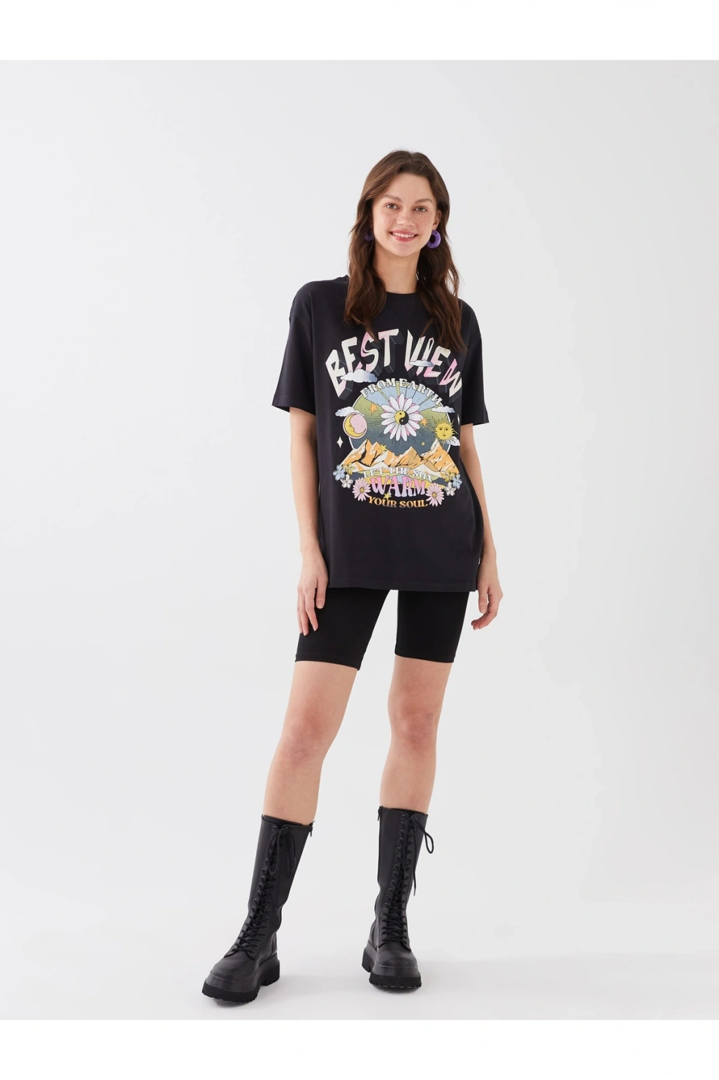 Kadın Beli Lastikli Düz Tayt