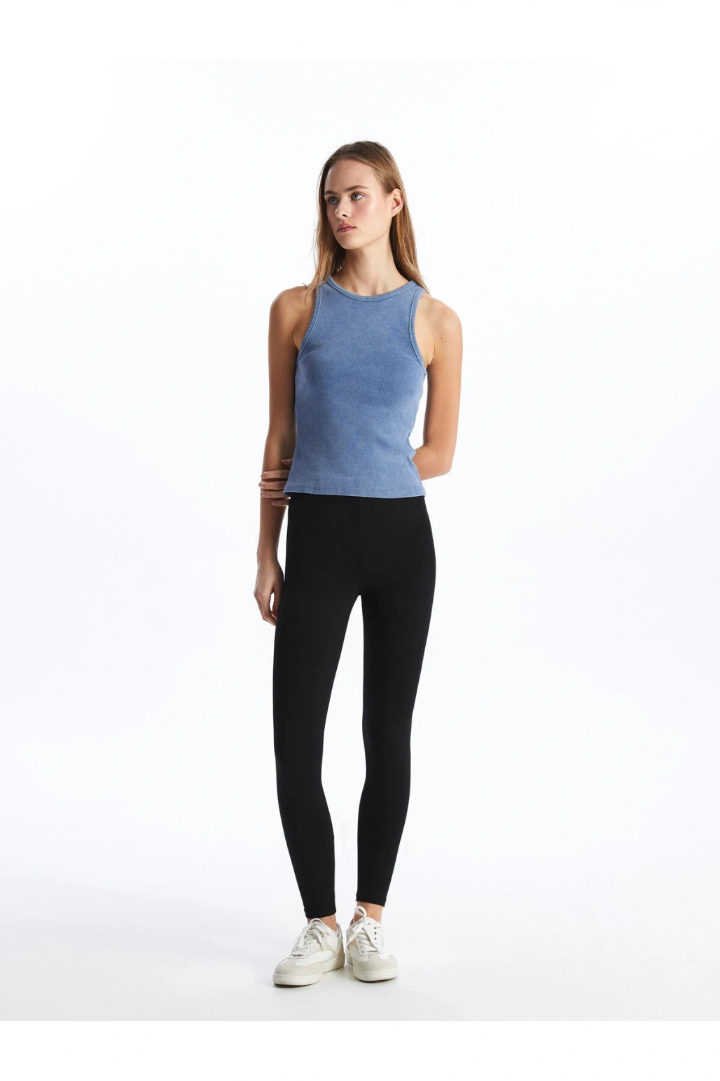 Kadın Beli Lastikli Ekstra Dar Fit Düz Tayt