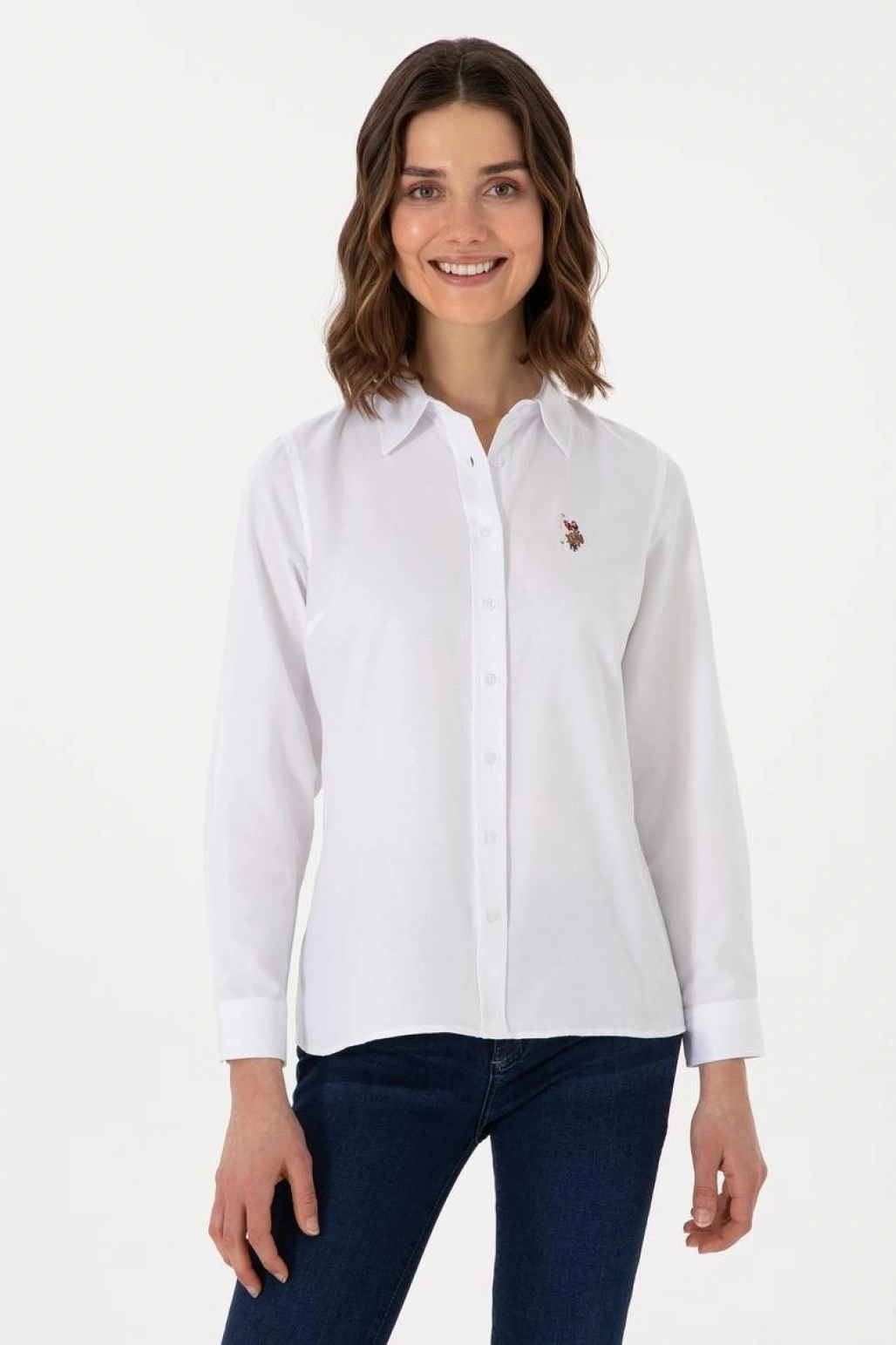 Kadın Beyaz Uzun Kollu Basic Gömlek