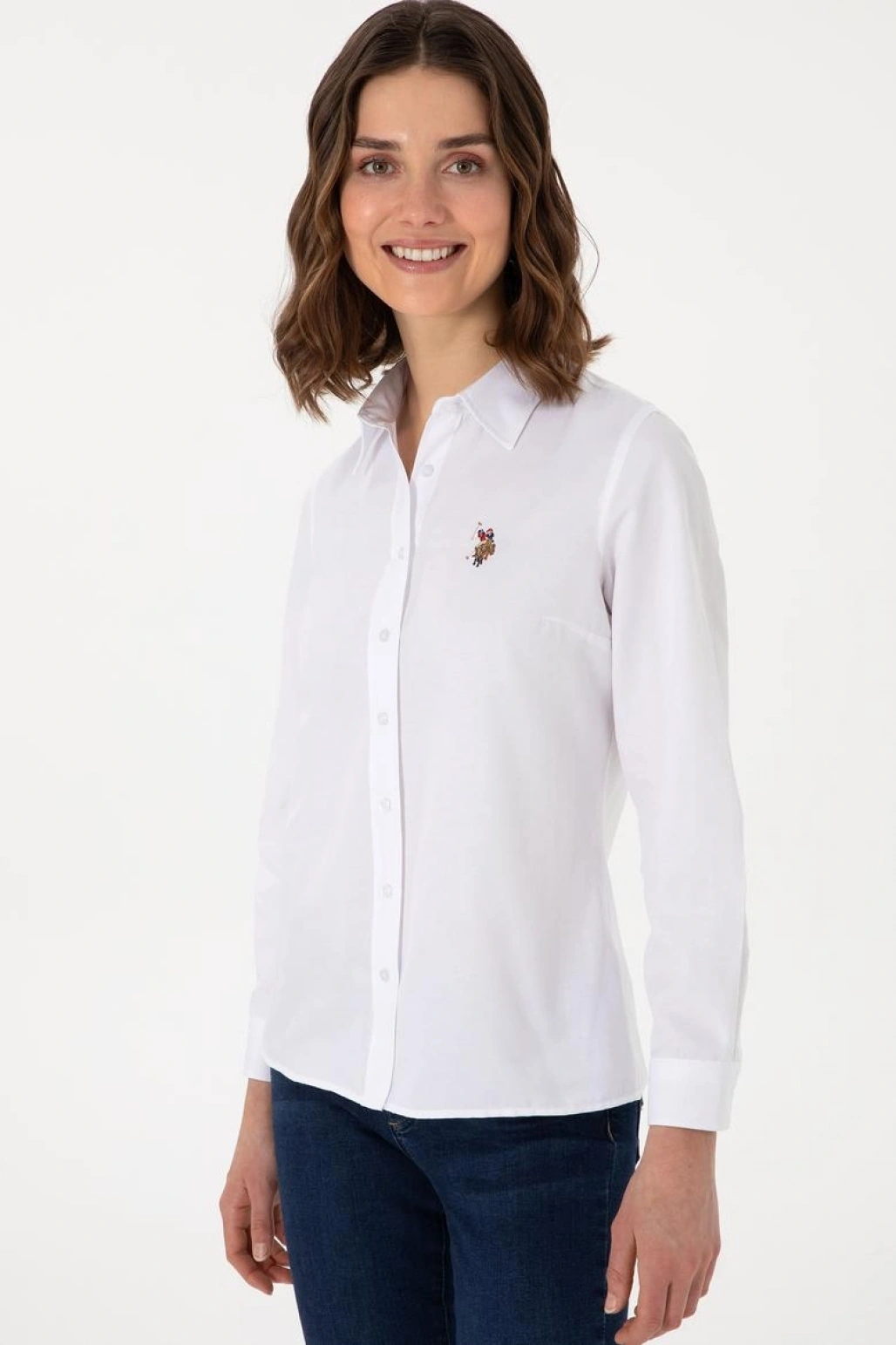 Kadın Beyaz Uzun Kollu Basic Gömlek
