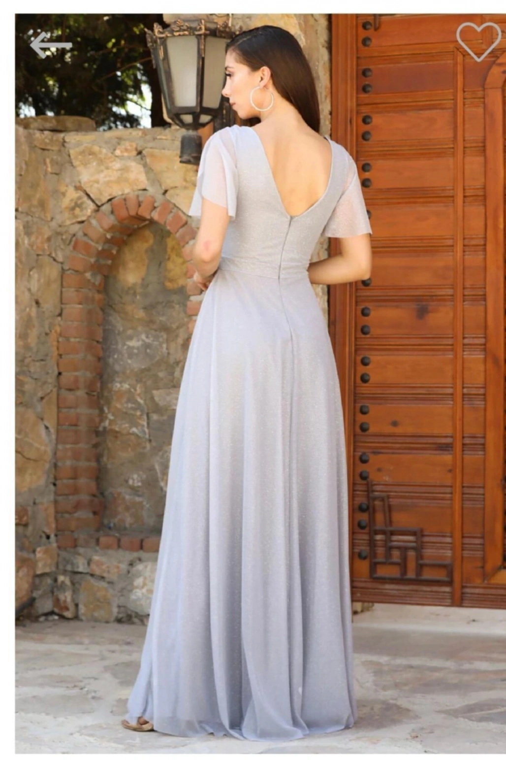 Kadın Gri Simli Abiye Elbise