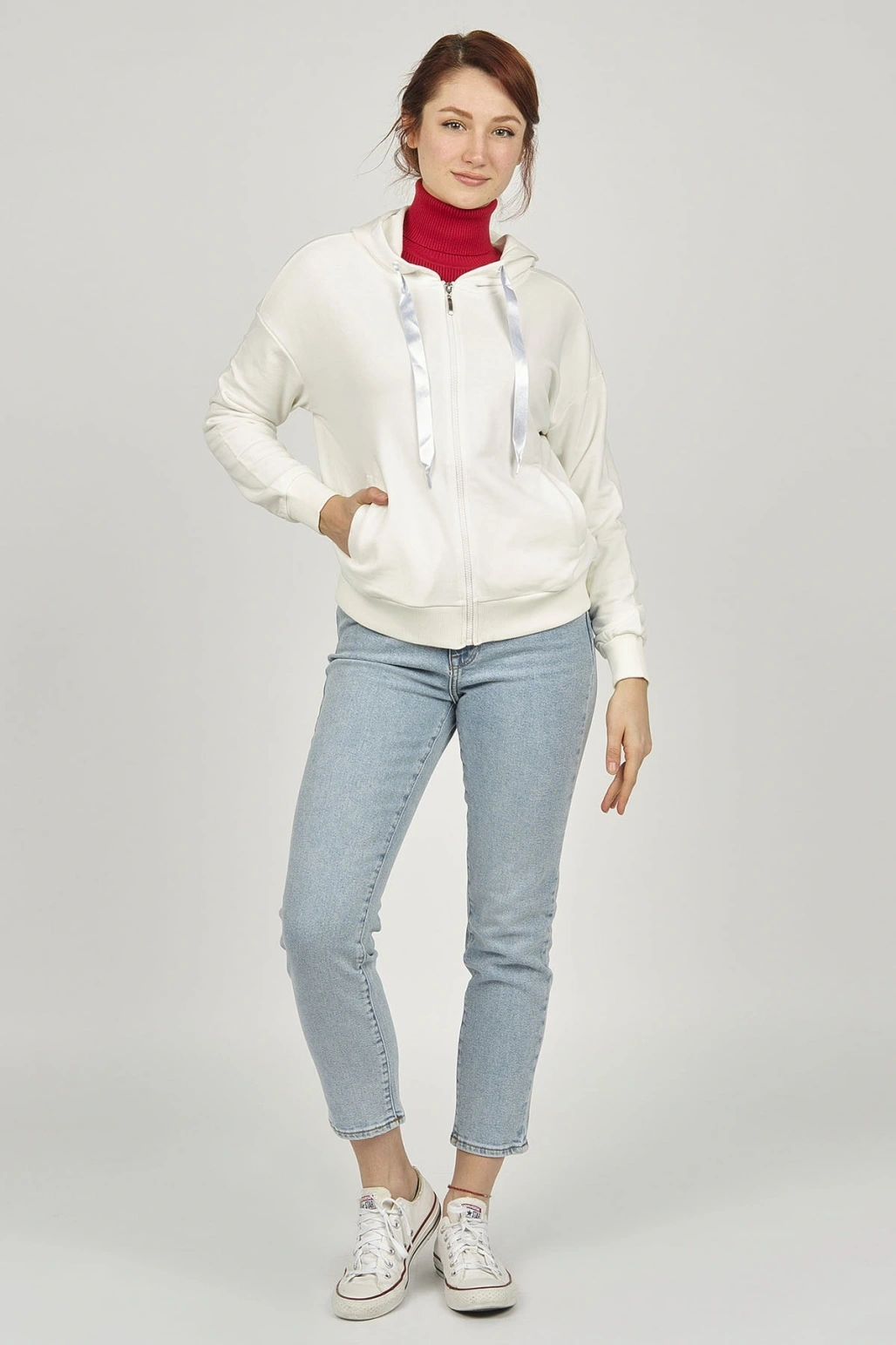 Kadın Kapüşonlu Sweatshirt 5370374 Ekru