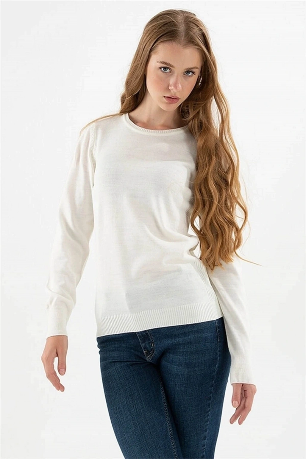 Kadın Kazak Ekru 22k0245k1