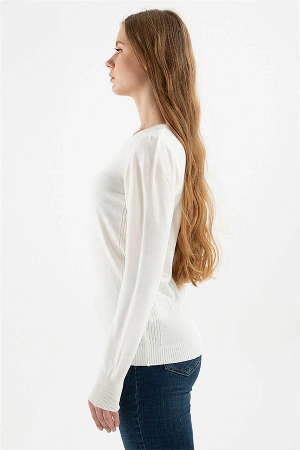 Kadın Kazak Ekru 22k0245k1